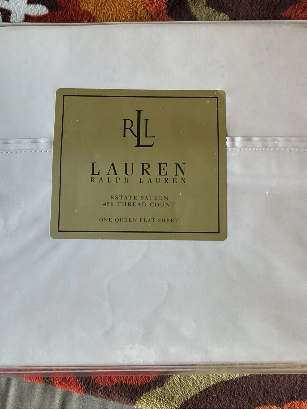 New PKG, Lauren Ralph Lauren Estate Sateen Ivory QUEEN Flat Sheet 450 Thread CNT